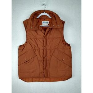 Lacy Puffer Vest Quilted Insulated Snap Front Pockets Brown Vintage L